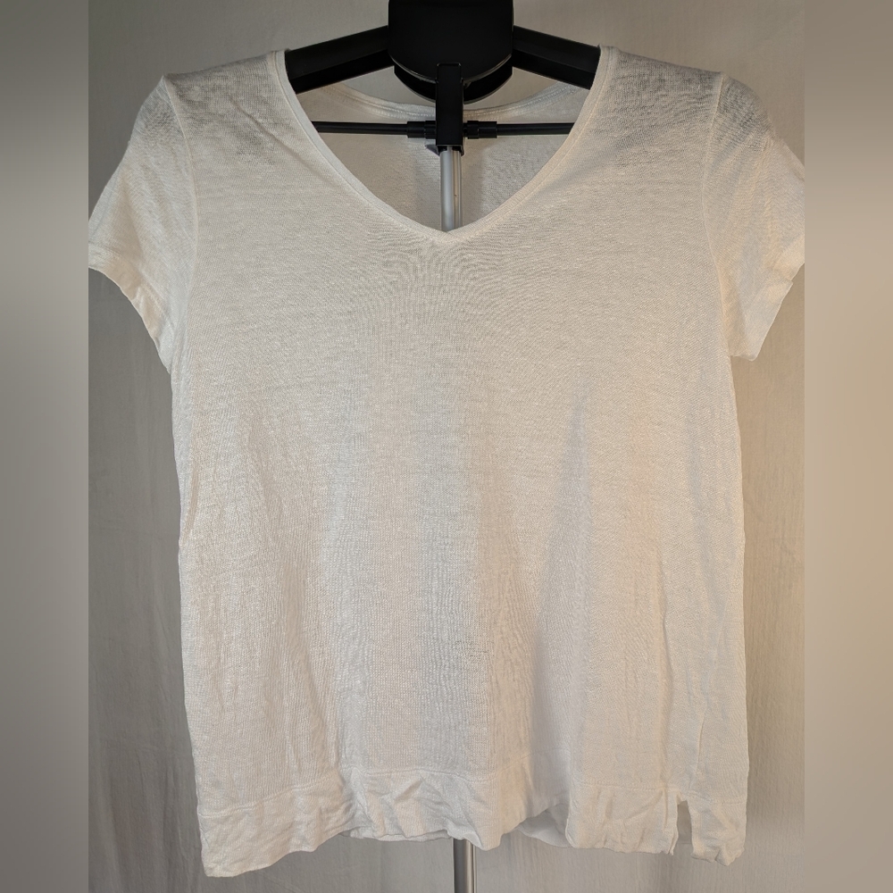 J. Jill V-Neck Short Sleeve Linen Tee